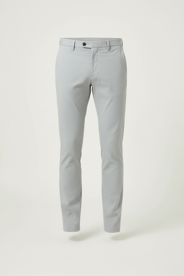 Pantalon Beige Slim Fit Uni Décontracté Coton Homme - Gris - vue 3