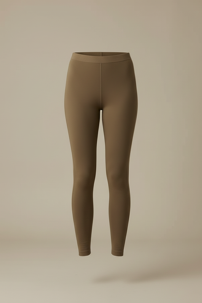 Pantalon Beige Côtelé Moulant Thermique Sans Couture - Kaki Maille - vue 3