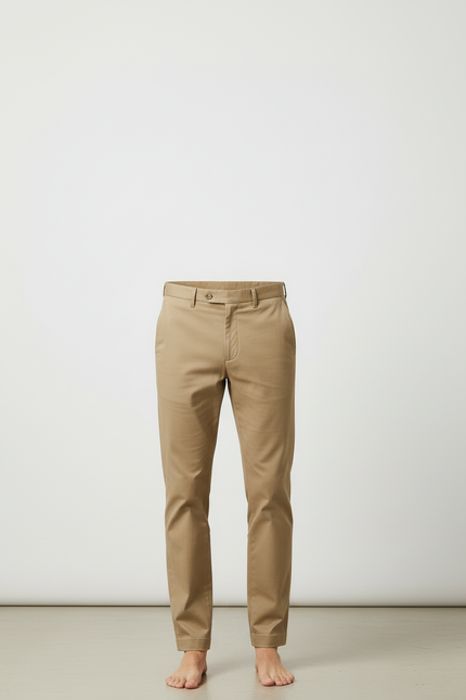 Pantalon Beige Coton Slim Élastique Homme Élégant - Gabardine - vue 3