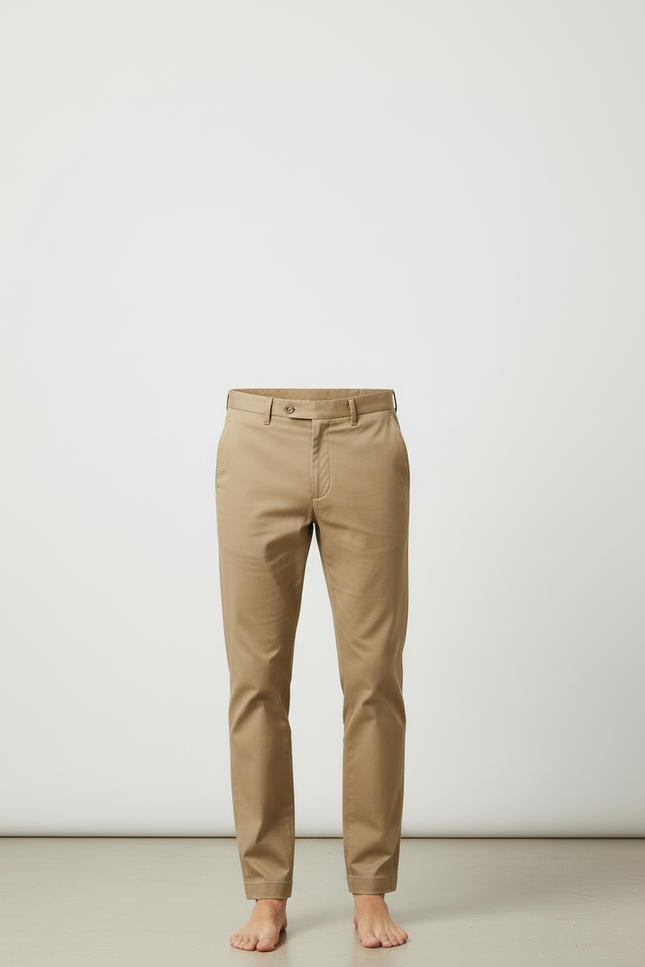 Pantalon Beige Coton Slim Élastique Homme Élégant - Gabardine - vue 3