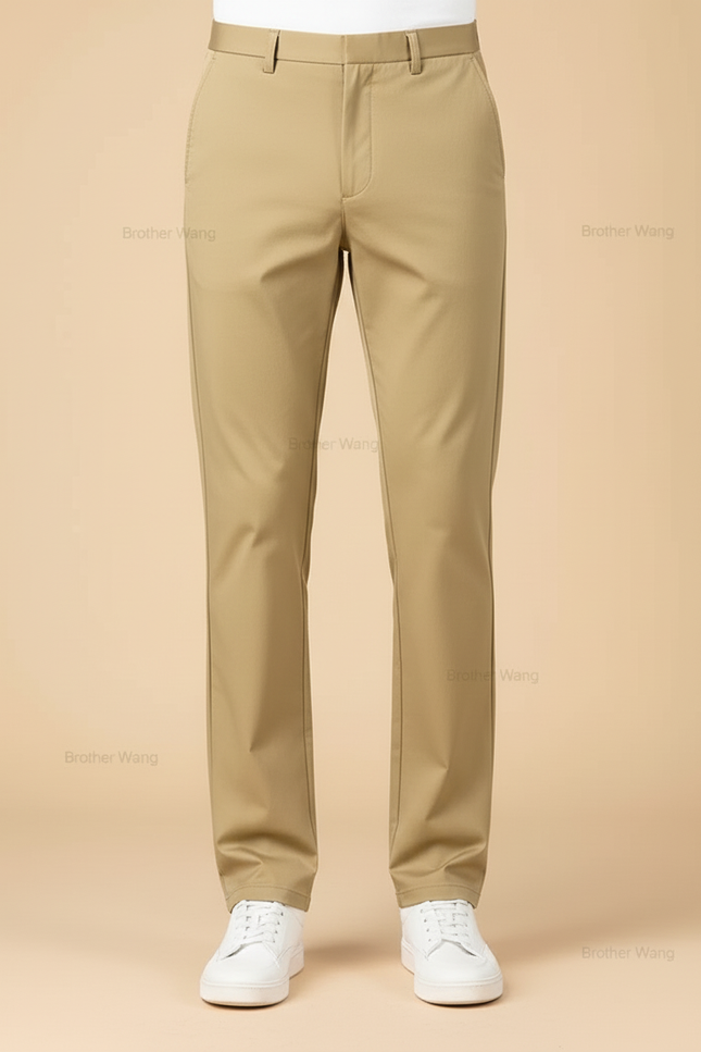Pantalon Beige Coton Droit Classique Homme Décontracté - vue 3