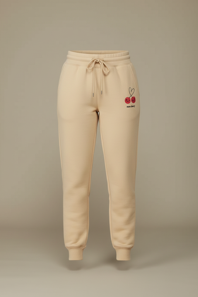 Pantalon Beige Molletonné Confortable Décontracté Cerises - vue 3
