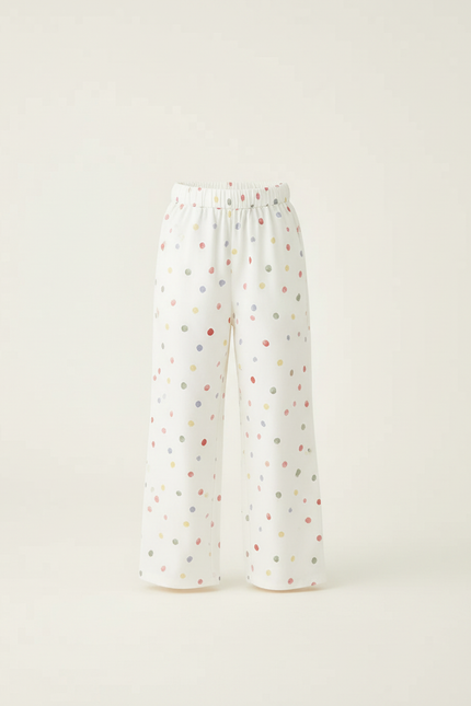 Pantalon Beige À Pois Colorés Enfant Ample Coton - vue 3