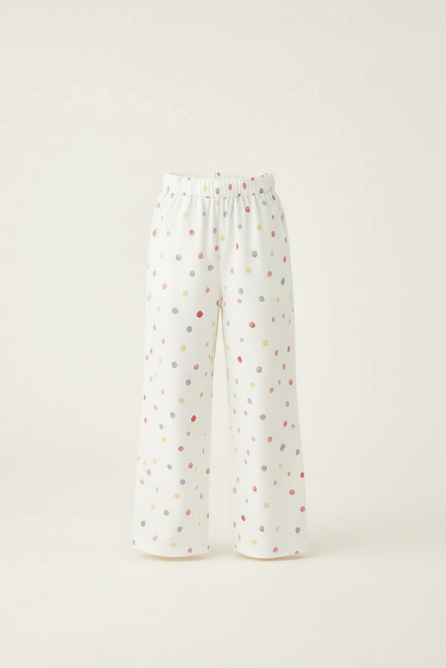 Pantalon Beige À Pois Colorés Enfant Ample Coton - vue 3