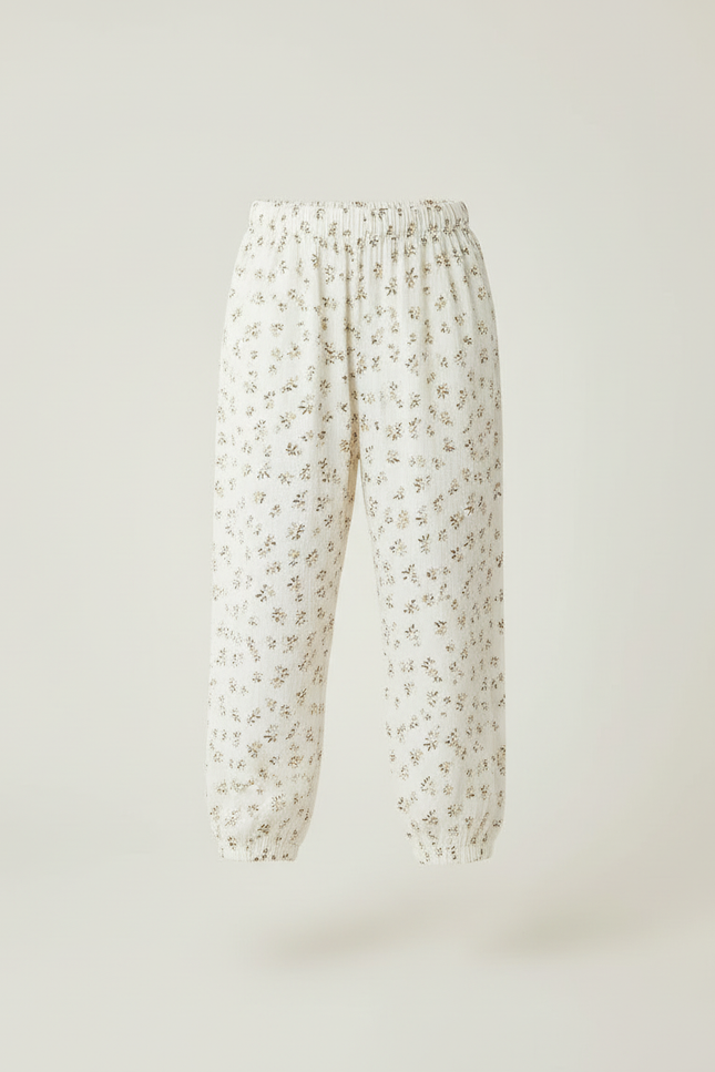Pantalon Beige Fleuri Ample Mousseline Enfant - Viscose - vue 3