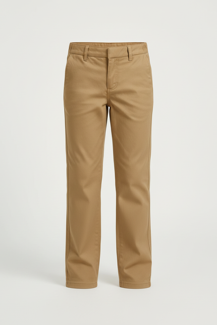 Pantalon Beige Enfant Droit Décontracté Coton Uni - Gabardine - vue 3
