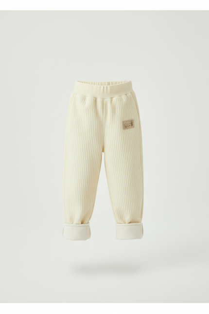 Pantalon Beige Côtelé Ample Molletonné Élastique Enfant - vue 3