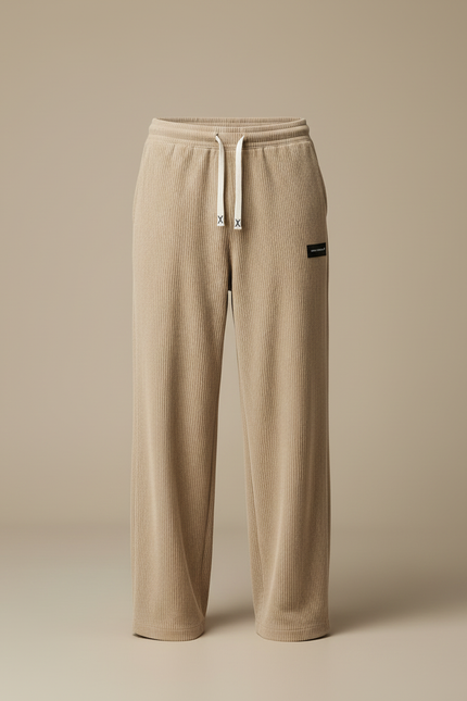 Pantalon Beige Côtelé Droit Cordon Ample Confortable - Cordé - vue 3