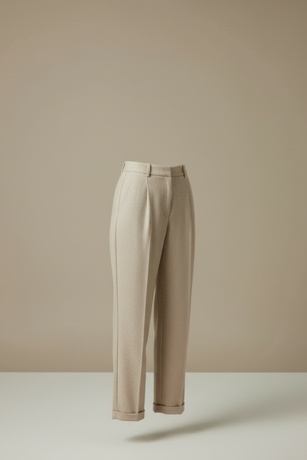Pantalon En Laine Beige - vue 3