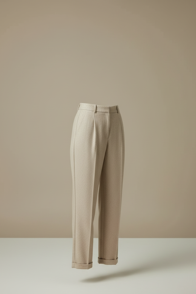 Pantalon En Laine Beige - vue 3