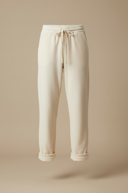 Pantalon Beige Molletonné Ample Décontracté Côtelé Femme - vue 3