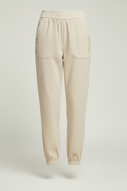 Pantalon Velours Femme Beige Clair - Cordé - vue 3