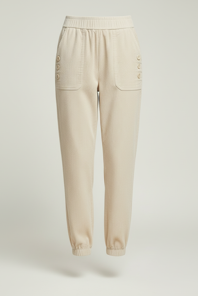 Pantalon Velours Femme Beige Clair - Cordé - vue 3