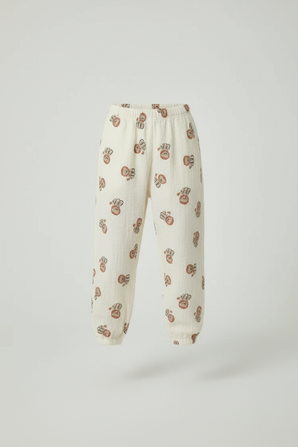 Pantalon Beige Imprimé Oursons Ample Enfant Coton - vue 3