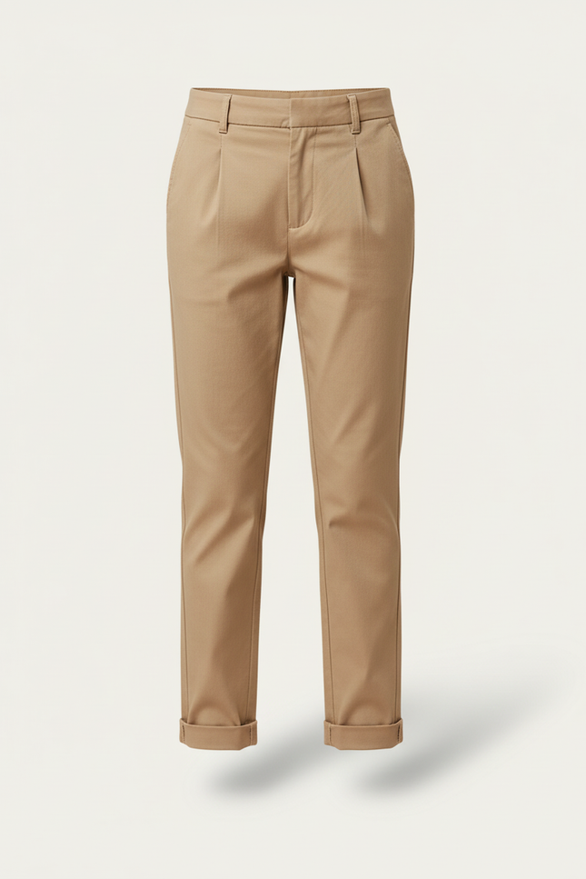 Pantalon Beige Plissé Décontracté Enfant Coton - Gabardine - vue 3