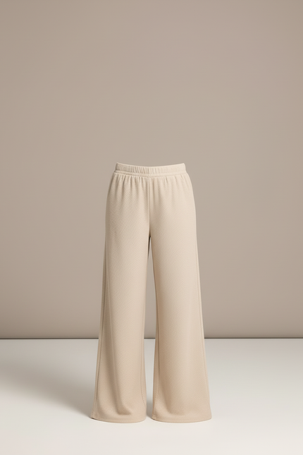 Pantalon Beige Ample Fluide Texturé Enfant - Maille - vue 3