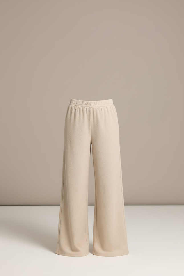 Pantalon Beige Ample Fluide Texturé Enfant - Maille - vue 3