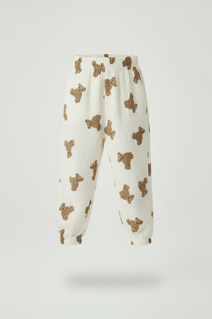 Pantalon Beige Oursons Coton Ample Confort Enfant - vue 3