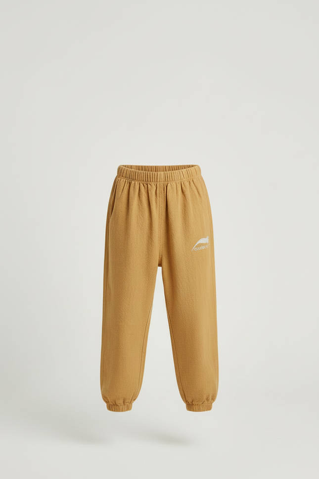 Pantalon Beige Coton Ample Unisexe Sportif Enfant - Camel Molleton - vue 3