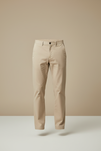 Pantalon Beige Chino Coton Droit Décontracté Homme - vue 3