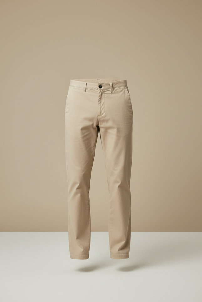 Pantalon Beige Chino Coton Droit Décontracté Homme - vue 3