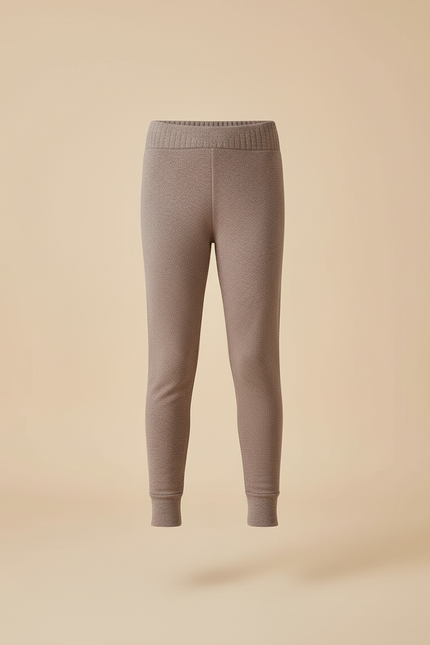 Pantalon Beige Thermique Doux Enfant Ajusté Hiver - Marron Maille - vue 3