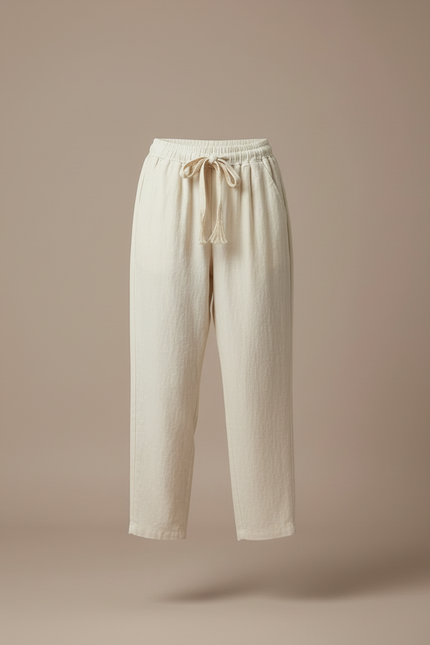 Pantalon Gaze De Coton Femme Beige - vue 3