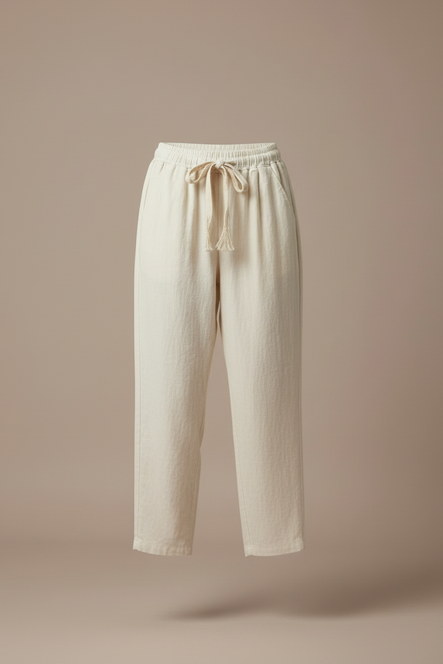 Pantalon Gaze De Coton Femme Beige - vue 3