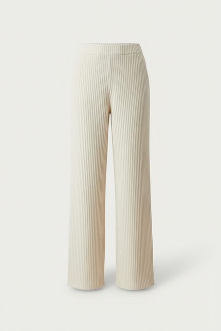 Pantalon Beige Côtelé Ample Décontracté Femme Fluide - Cordé - vue 3