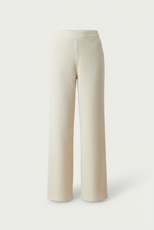 Pantalon Beige Côtelé Ample Décontracté Femme Fluide - Cordé - vue 3