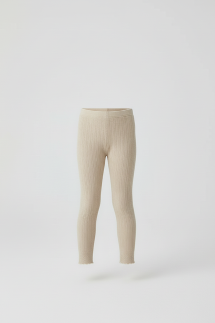 Pantalon Beige Côtelé Fille, Confortable, Bas Volanté - Maille - vue 3