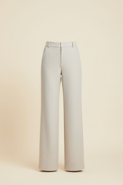 Pantalon Beige Droit Chaud Épais Élégant Femme - Laine - vue 3