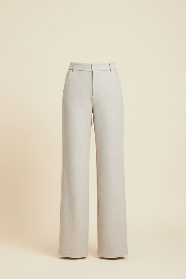 Pantalon Beige Droit Chaud Épais Élégant Femme - Laine - vue 3