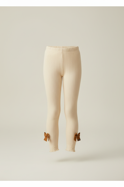 Pantalon Beige Côtelé Nœuds Fille Confortable - Cordé - vue 3