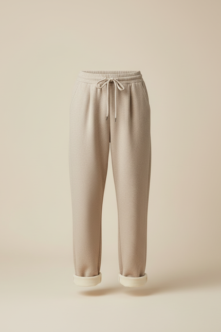 Pantalon Beige Ample Polaire Velours Décontracté Femme - Molleton - vue 3