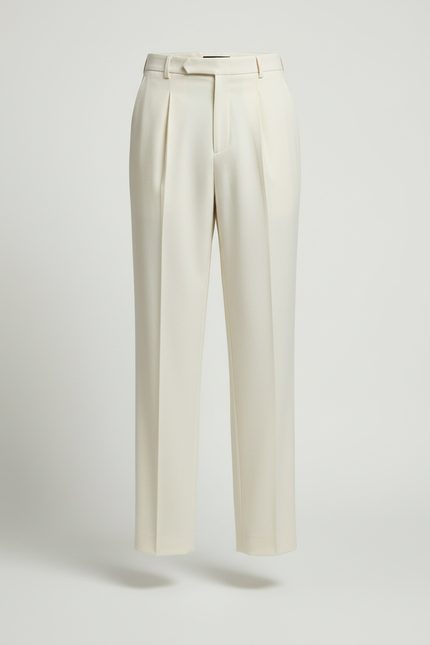 Pantalon Beige Plissé Droit Élégant Homme Décontracté - Gabardine - vue 3