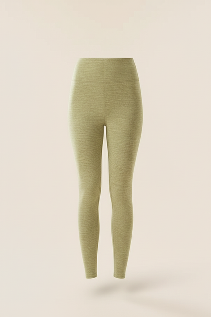 Pantalon Beige Legging Taille Haute Thermique Femme - Vert Molleton - vue 3