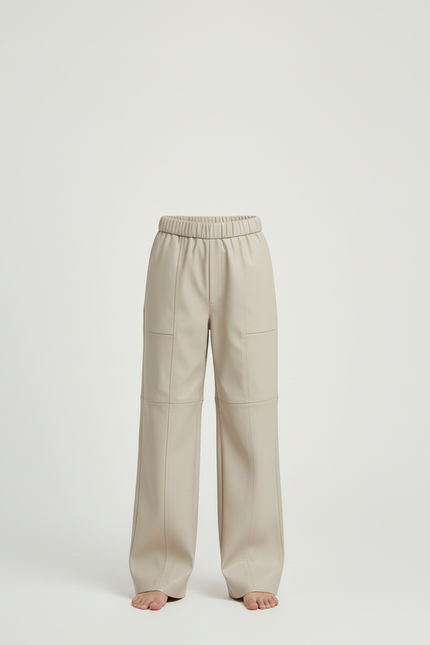 Pantalon Simili Beige - Simili cuir - vue 3