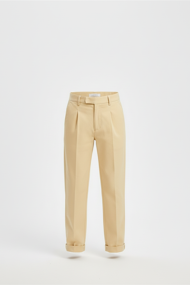Pantalon Beige Plissé Droit Classique Garçon - Gabardine - vue 3