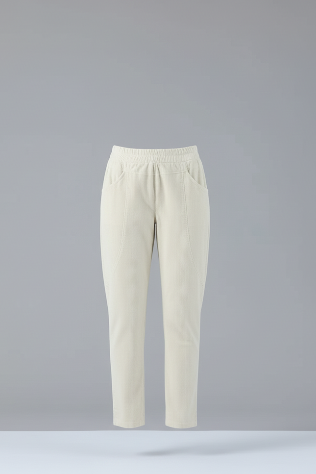 Pantalon Beige Côtelé Droit Décontracté Femme - Cordé - vue 3