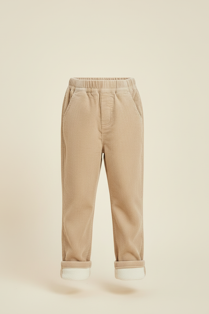 Pantalon Beige Côtelé Doublé Polaire Ample Enfant - Cordé - vue 3