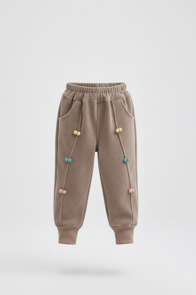 Pantalon Beige Enfant - Marron Cordé - vue 3