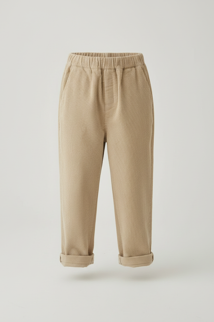 Pantalon Beige Velours Côtelé Décontracté Enfant Ample - Cordé - vue 3