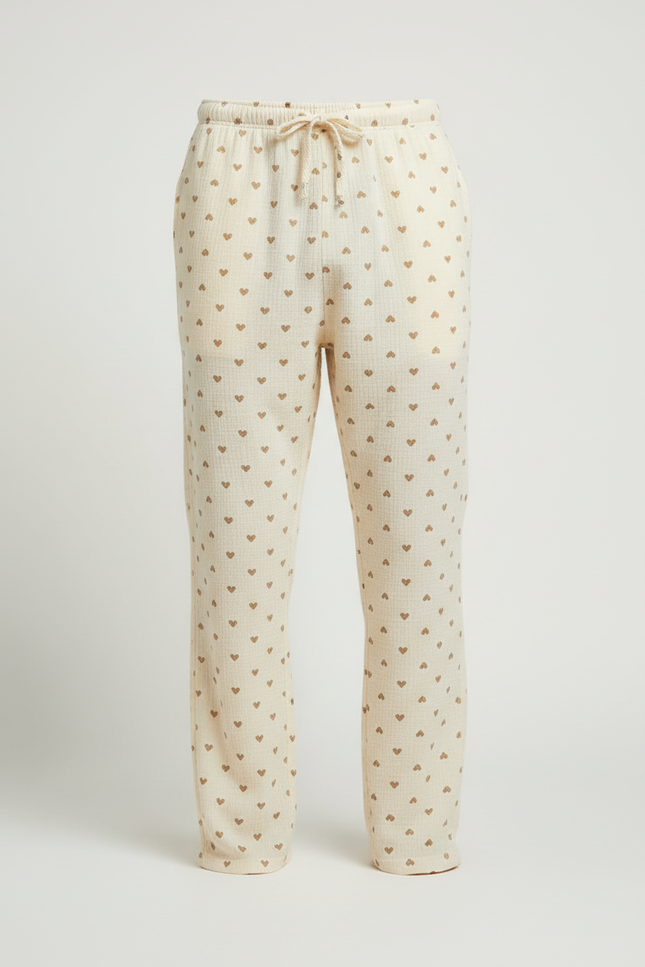 Pantalon Beige Coton Ample Motif Cœurs Homme - vue 3