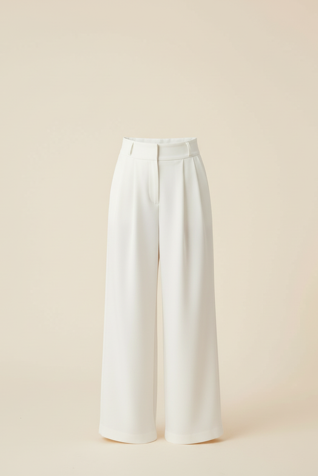 Pantalon Beige Fluide Ample Plissé Décontracté Fille - Polyester - vue 3
