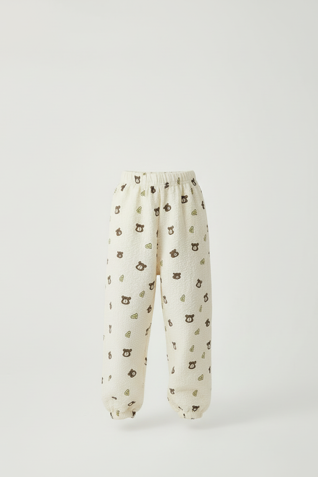 Pantalon Beige Ample Motif Ours Enfant - Molleton - vue 3