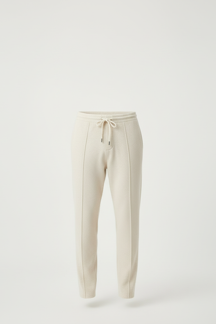 Pantalon Beige Homme Coupe Droite Tricoté Confortable - Maille - vue 3