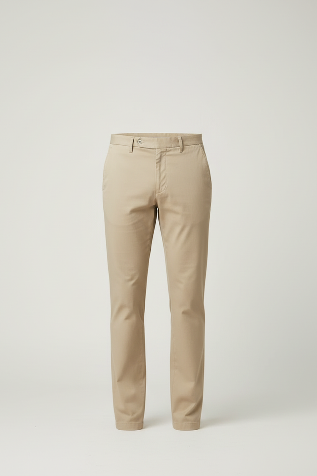 Pantalon Beige Coton Slim Élégant Homme - vue 3