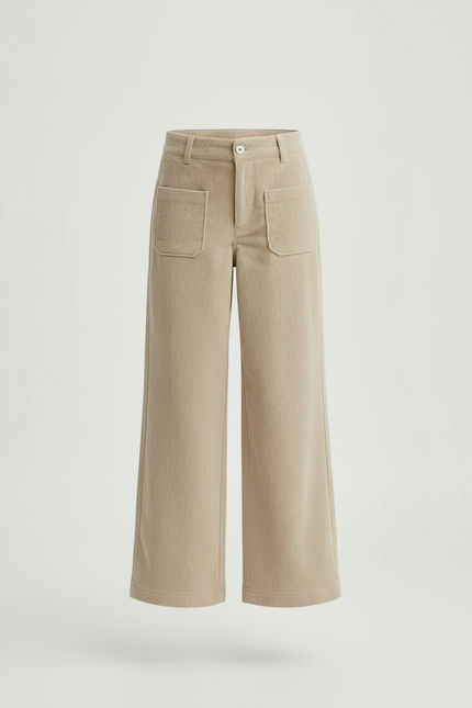 Pantalon Beige Côtelé Ample Décontracté Confortable - Cordé - vue 3