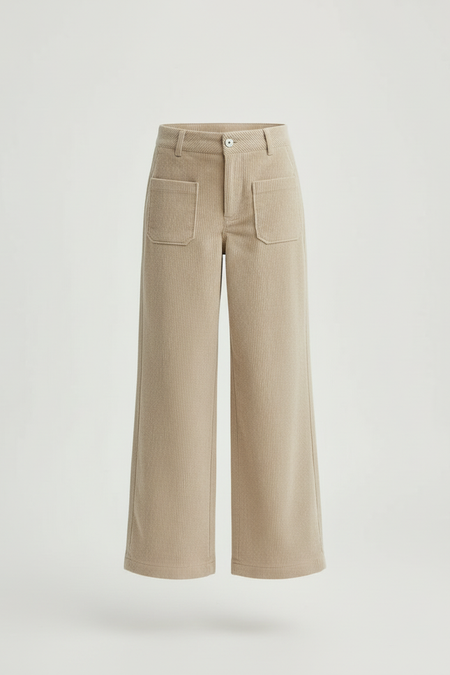 Pantalon Beige Côtelé Ample Décontracté Confortable - Cordé - vue 3